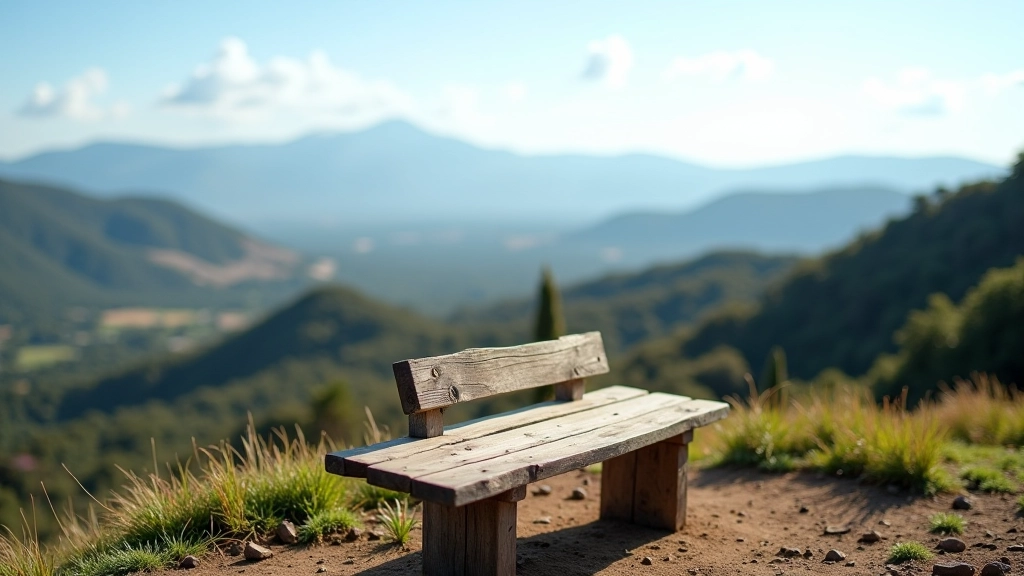 Banca de madera en mirador con vista panorámica